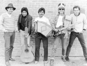 Bobby Balderrama (2nd from left) with Joe "King" Carrasco Band