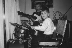 Young Mark Dowell on drums
